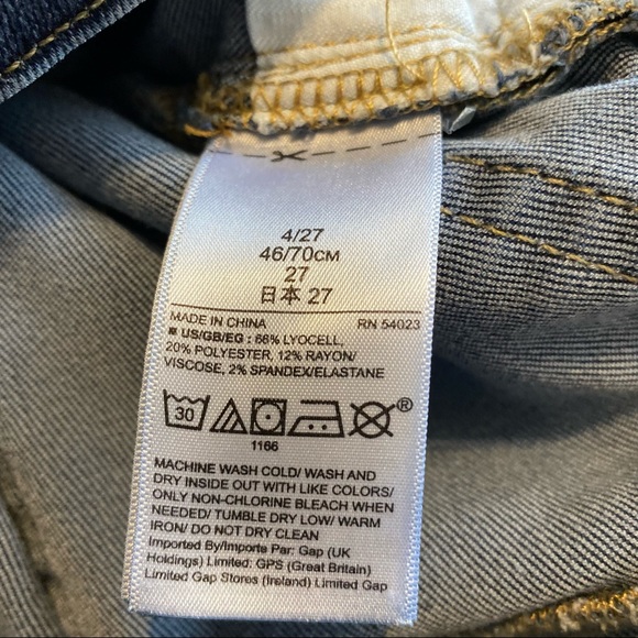 Gap Soft True Skinny Distressed Mid Rise Ankle Denim Jeans Dark Indigo Sz 4/27 - Picture 9 of 11